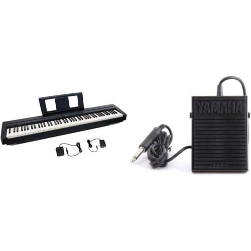 야마하 Yamaha P45, 88-Key Weighted Action Digital Piano (P45B) & FC5 Compact Sustain Pedal for Portable Keyboards, Black