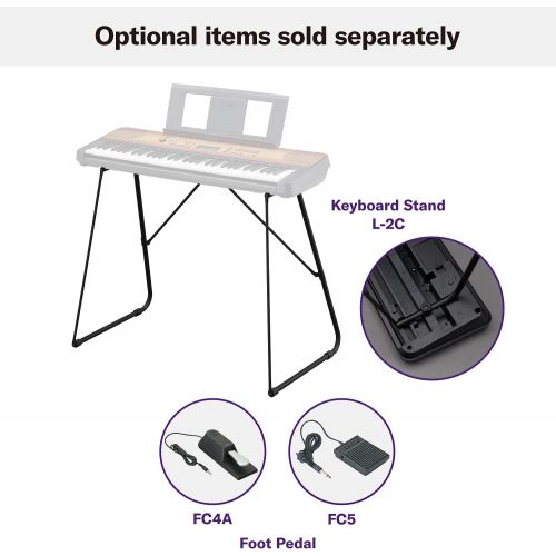 야마하 Yamaha PSRE360 61-Key Touch Sensitive Portable Keyboard with Power Supply, Maple Finish
