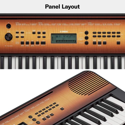 야마하 Yamaha PSRE360 61-Key Touch Sensitive Portable Keyboard with Power Supply, Maple Finish