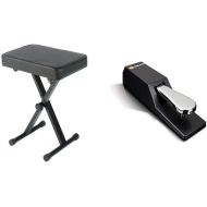 YAMAHA PKBB1 Adjustable Padded Keyboard X-Style Bench, Black,19.5 Inches & M-Audio SP 2 Universal Sustain Pedal with Piano Style Action for MIDI Keyboards, Digital Pianos & More