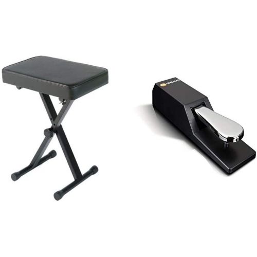 야마하 YAMAHA PKBB1 Adjustable Padded Keyboard X-Style Bench, Black,19.5 Inches & M-Audio SP 2 Universal Sustain Pedal with Piano Style Action for MIDI Keyboards, Digital Pianos & More