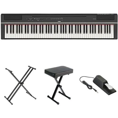 야마하 Yamaha P125 Digital Piano Bundle with X Stand, Bench and Sustain Pedal, Black