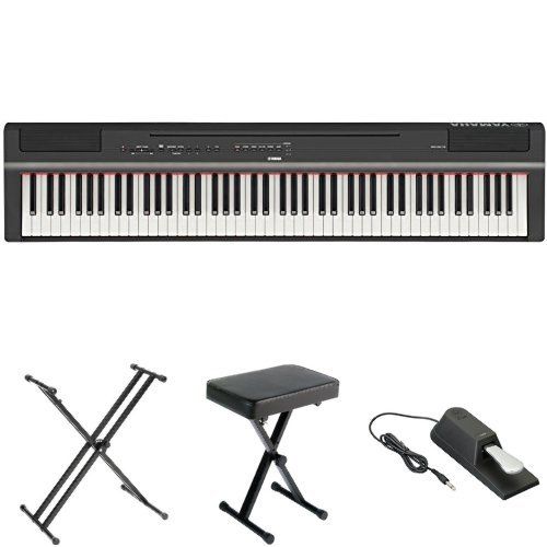 야마하 Yamaha P125 Digital Piano Bundle with X Stand, Bench and Sustain Pedal, Black