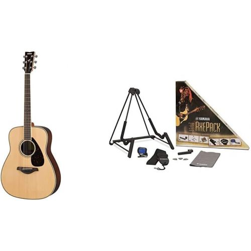 야마하 Yamaha FG830 Solid Top Folk Guitar, Natural & Axe Pack Guitar Accessory Kit for Electric & Acoustic Guitar