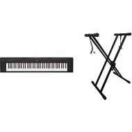 Yamaha NP32 76-Key Lightweight Portable Keyboard, Black & RockJam Xfinity Heavy-Duty, Double-X, Pre-Assembled, Infinitely Adjustable Piano Keyboard Stand with Locking Straps