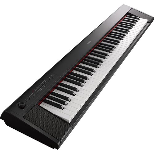 야마하 Yamaha NP32 76-Key Lightweight Portable Keyboard, Black & RockJam Xfinity Heavy-Duty, Double-X, Pre-Assembled, Infinitely Adjustable Piano Keyboard Stand with Locking Straps