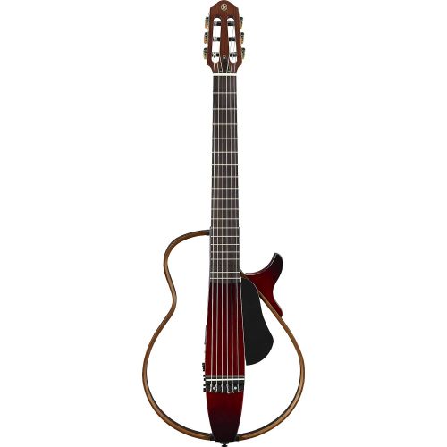 야마하 Yamaha SLG200N NW Nylon String Classical Silent Guitar with Hard Gig Bag, Crimson Red Burst