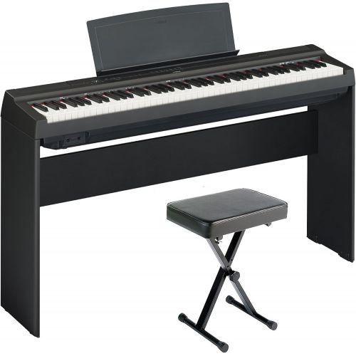 야마하 Yamaha P125 Digital Piano Home Bundle with Furniture Stand and Bench, Black