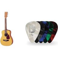 Yamaha JR1 FG Junior 3/4 Size Acoustic Guitar & DAddario Assorted Pearl Celluloid Guitar Picks, 10 Pack, Medium