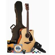 Yamaha FGX800C Solid Top Folk Acoustic-Electric Guitar - Natural with Hard Case and Accessories Bundle