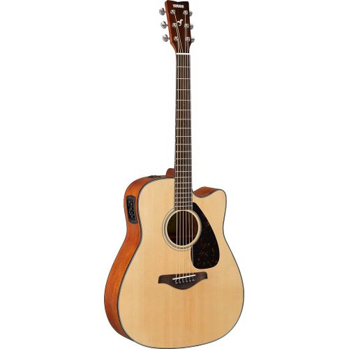 야마하 Yamaha FGX800C Solid Top Folk Acoustic-Electric Guitar - Natural with Hard Case and Accessories Bundle