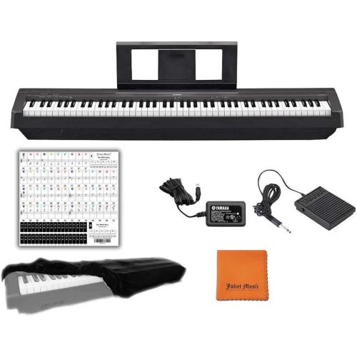 야마하 Yamaha P45B Black 88 Weighted Keys Digital Piano keyboard Bundle with Juliet Music Piano Dust Cover, Polish Cloth and Piano Key Sticker (P45 B)