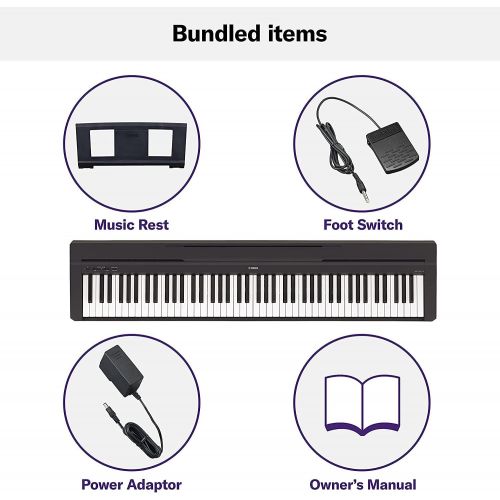 야마하 Yamaha P45B Black 88 Weighted Keys Digital Piano keyboard Bundle with Juliet Music Piano Dust Cover, Polish Cloth and Piano Key Sticker (P45 B)