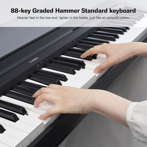 야마하 Yamaha P45B Black 88 Weighted Keys Digital Piano keyboard Bundle with Juliet Music Piano Dust Cover, Polish Cloth and Piano Key Sticker (P45 B)