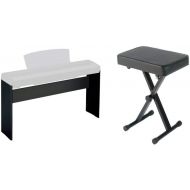 Yamaha L85 Keyboard Stand, Black & PKBB1 Adjustable Padded Keyboard X-Style Bench, Black,19.5 Inches