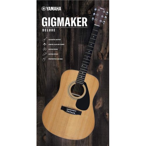 야마하 Yamaha GigMaker Deluxe Acoustic Guitar Package with FD01S Guitar, Gig Bag, Tuner, Strap and Picks - Natural
