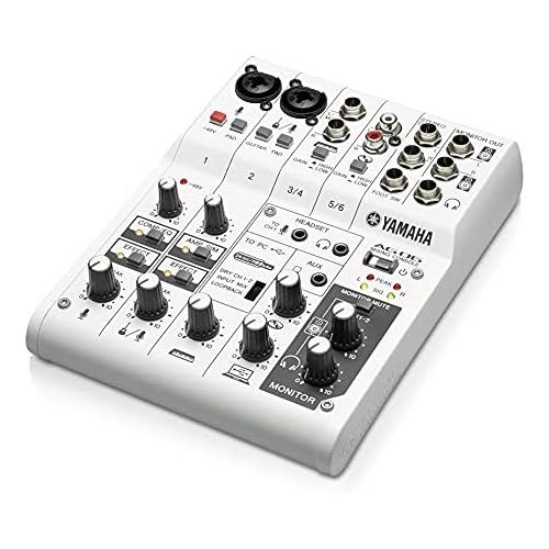 야마하 Yamaha AG06 6-Channel Mixer / 2 Microphone , White