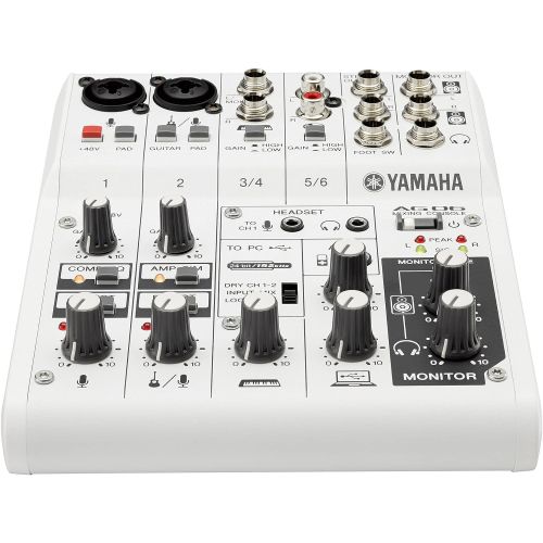 야마하 Yamaha AG06 6-Channel Mixer / 2 Microphone , White