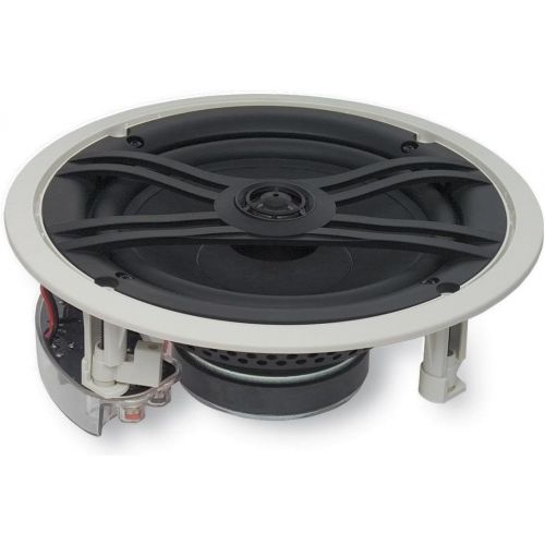 야마하 Yamaha Custom Easy-to-install In-Ceiling Flush Mount 2-Way 120 watts Natural Sound Speaker Set (Pair of 2) with 1 Tweeters & 8 Woofer + 100 feet of Oxygen-Free Copper Speaker Wire