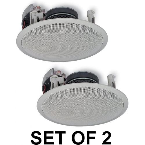 야마하 Yamaha Custom Easy-to-install In-Ceiling Flush Mount 2-Way 120 watts Natural Sound Speaker Set (Pair of 2) with 1 Tweeters & 8 Woofer + 100 feet of Oxygen-Free Copper Speaker Wire