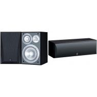 Yamaha NS-6490 3-Way Bookshelf Speakers Finish (Pair) Black Bundle with Yamaha NS-C210BL Center Channel Speaker, Black