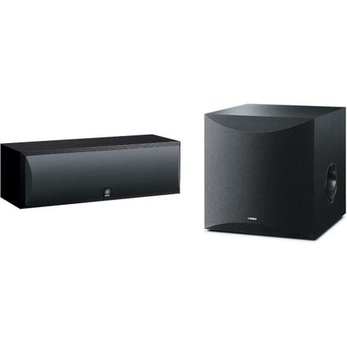 야마하 Yamaha Audio Yamaha NS-C210BL Center Channel Speaker, Black with Yamaha 10 100W Powered Subwoofer - Black (NS-SW100BL)