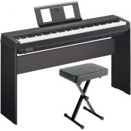 Yamaha P45 88-Key Weighted Digital Piano Home Bundle With Wooden Furniture Stand And Bench