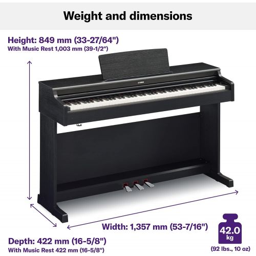 야마하 Yamaha YDP164B Arius Series Digital Console Piano with Bench, Black