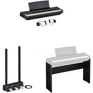 Yamaha P121 73-Key Digital Piano Deluxe Bundle with Furniture Stand and 3-Pedal Unit, Black