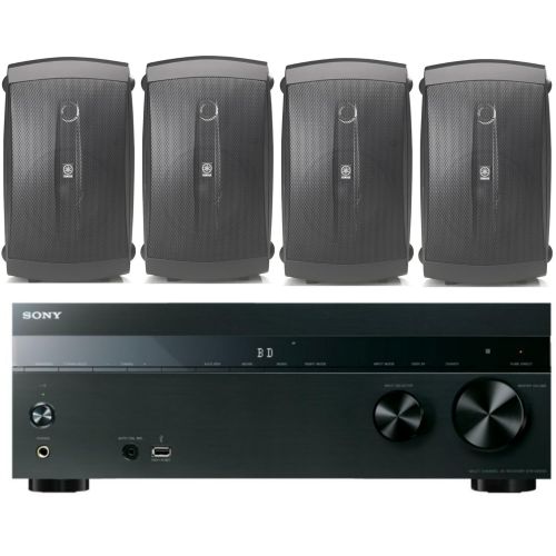 야마하 Sony 5.2-Channel 725-Watt 4K AV Home Theater Receiver + Yamaha High-Performance Natural Surround Sound 2-Way 120 watts IndoorOutdoor Weatherproof Speaker System (Set Of 4)