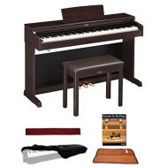 Yamaha YDP163R Rosewood 88 Weighted Keys Digital Piano keyboard Bundle with Matching Bench, Juliet Music Piano Dust Cover, Key Cover, Polish Cloth and Manuscript Book