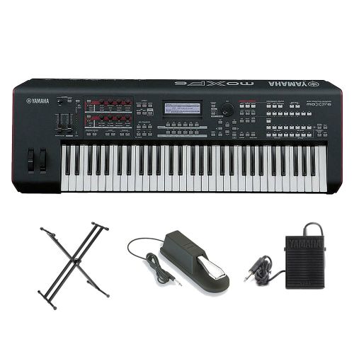 야마하 Yamaha MOXF6 Music Production Workstation With YAMAHA FC4 Piano-style sustain foot pedal, Yamaha FC5 Sustain Footswitch And Yamaha PKBX2 Double X Portable Keyboard Stand