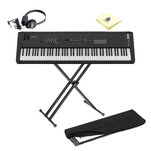 야마하 Yamaha MX88 Full-Size 88 Key Graded Hammer Standard Synthesizer Controller with 1000+ MOTIF XS Sounds, VCM FX Engine, Bundled Software with Keyboard Stand, Keyboard Cover, Headphon