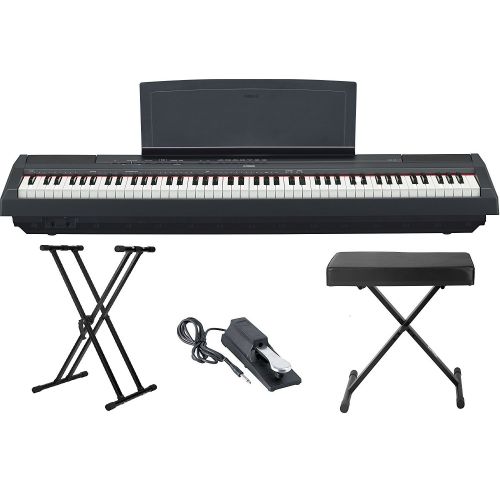 야마하 Yamaha P115 88 Weighted Key Digital Piano Bundle with Knox Double X Stand, Knox Large Bench and Sustain Pedal