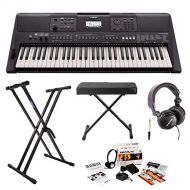 Yamaha PSRE463 61-Key Portable Keyboard with Knox Stand, Bench, Headphones and Survival Kit (includes Power Adapter)