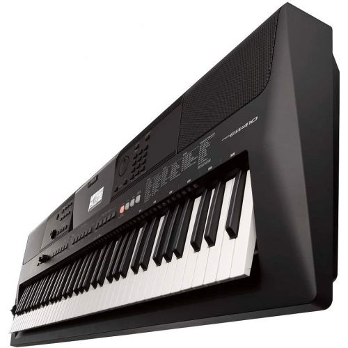 야마하 Yamaha PSREW410 76-key Portable Keyboard with Power Adapter, Knox Double X Keyboard Stand, Bench and Accessory Bundle