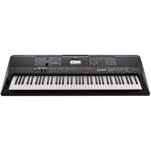 야마하 Yamaha PSREW410 76-key Portable Keyboard with Power Adapter, Knox Double X Keyboard Stand, Bench and Accessory Bundle