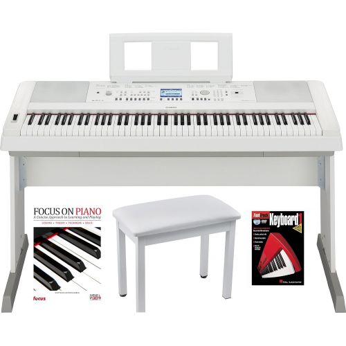 야마하 Yamaha DGX660W 88 Key Digital Piano (White) with Knox Piano Bench Dust Cover and BookDVD