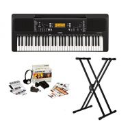 Yamaha PSRE363 61-Key Portable Keyboard with Knox Double X Stand and Survivalkit (Includes Power Adaptor and 2 Year Warranty)