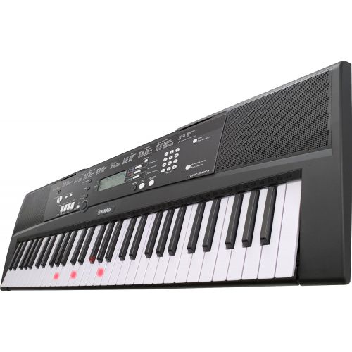 야마하 Yamaha EZ220 61-Key Lighted Key Portable Keyboard Bundle with X-Style Keyboard Stand and Survival Kit (Includes Power Supply and Headphones and 2 Year Warranty)