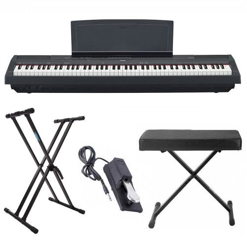 야마하 Yamaha P125 88 Weighted Key Digital Piano Bundle with Knox Double X Stand, Knox Large Bench and Sustain Pedal