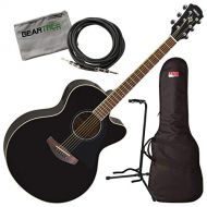 Yamaha APX600 BL Black Thin Body Acoustic-Electric Guitar wBag, Stand, Cloth,