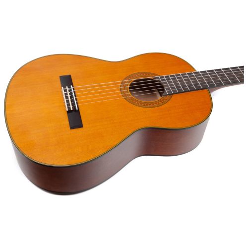 야마하 Yamaha CG122MCH Solid Cedar Top Classical Guitar Bundle wStand and Cloth