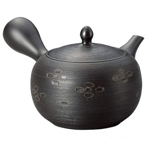  Yamakiikai Japanese Kyusu tokoname Clay Teapot 13.5 fl.oz. Haruaki Flower pattern on the pattern of trunk of black pine tree L655