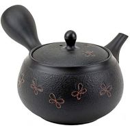 Yamakiikai Japanese Kyusu tokoname Clay Teapot 9.8 fl.oz. Haruaki Black butterfly vermillion pattern L634