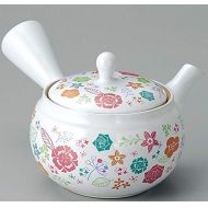Yamakiikai japanische Keramik Kyusu Teekanne mit weissen Blumen und Edelstahlsieb FY1316 aus Japan+