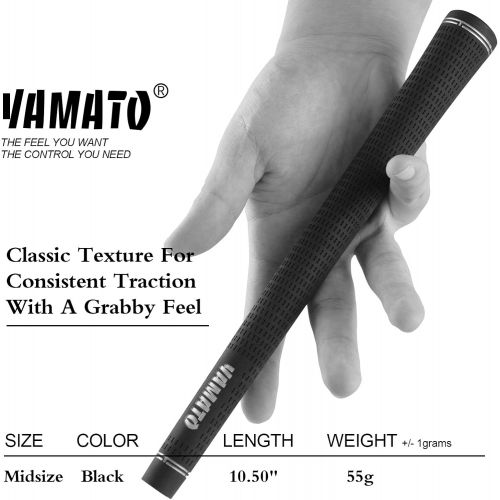  yamato Black Nature Rubber Golf Grips Set Packed with 13 Piece Midsize/Jumbo Golf Club Grips,All Weather Golf Grip