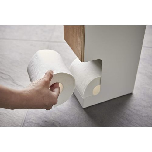  Yamazaki Home Rin Toilet Paper Dispenser  Bathroom Storage Holder Stand, Beige