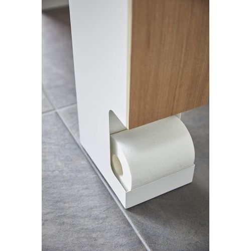  Yamazaki Home Rin Toilet Paper Dispenser  Bathroom Storage Holder Stand, Beige