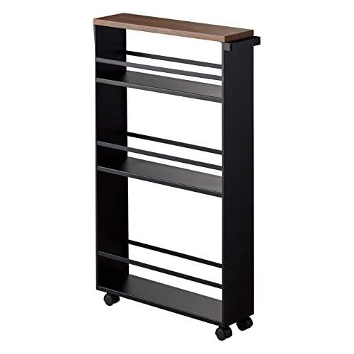  YAMAZAKI home Tower Rolling Slim Storage Cart With Handle Black